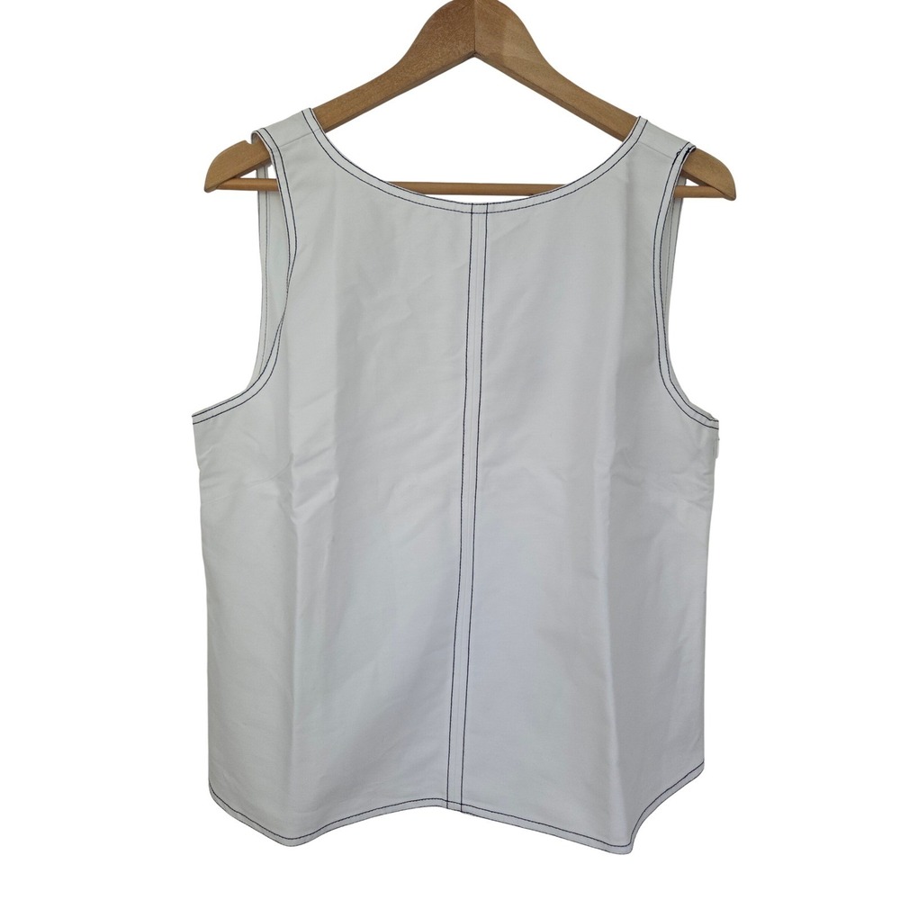 J. Crew Shell Top Contrast-stitch Cotton Poplin Women 4 White NWT $98 CV049